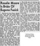 Eugene Allen Fasick and Rosalie Jane Moore - Marriage Announcement