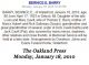 Bernice E Barry - Obituary