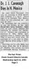 Dr John Leslie Cavanagh - Obituary