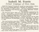 Isabell M Frantz - Obituary