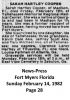 Sarah [Hartley] Cooper - Obituary