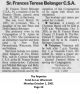 Sr Frances Terese Belonger - Obituary